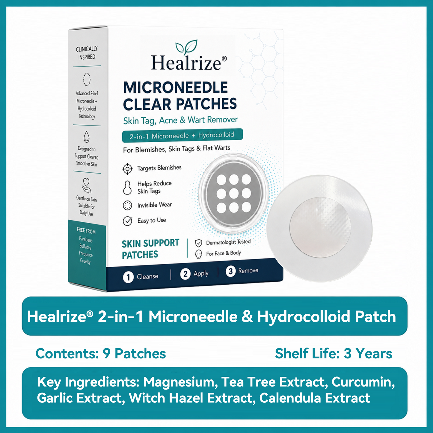 💞💞🇬🇧𝐇𝐞𝒂𝒍𝗿𝗶𝙯𝙚®2-in-1 Microneedle & Hydrocolloid Patch🛡️| Removes Raised Moles, Acne, Flat Warts & Skin Tags | Helps Improve Wrinkles, Scars & Blemishes | Invisible Patches for Face & Body