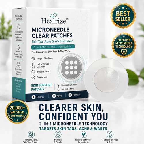 💞💞🇬🇧𝐇𝐞𝒂𝒍𝗿𝗶𝙯𝙚®2-in-1 Microneedle & Hydrocolloid Patch🛡️| Removes Raised Moles, Acne, Flat Warts & Skin Tags | Helps Improve Wrinkles, Scars & Blemishes | Invisible Patches for Face & Body